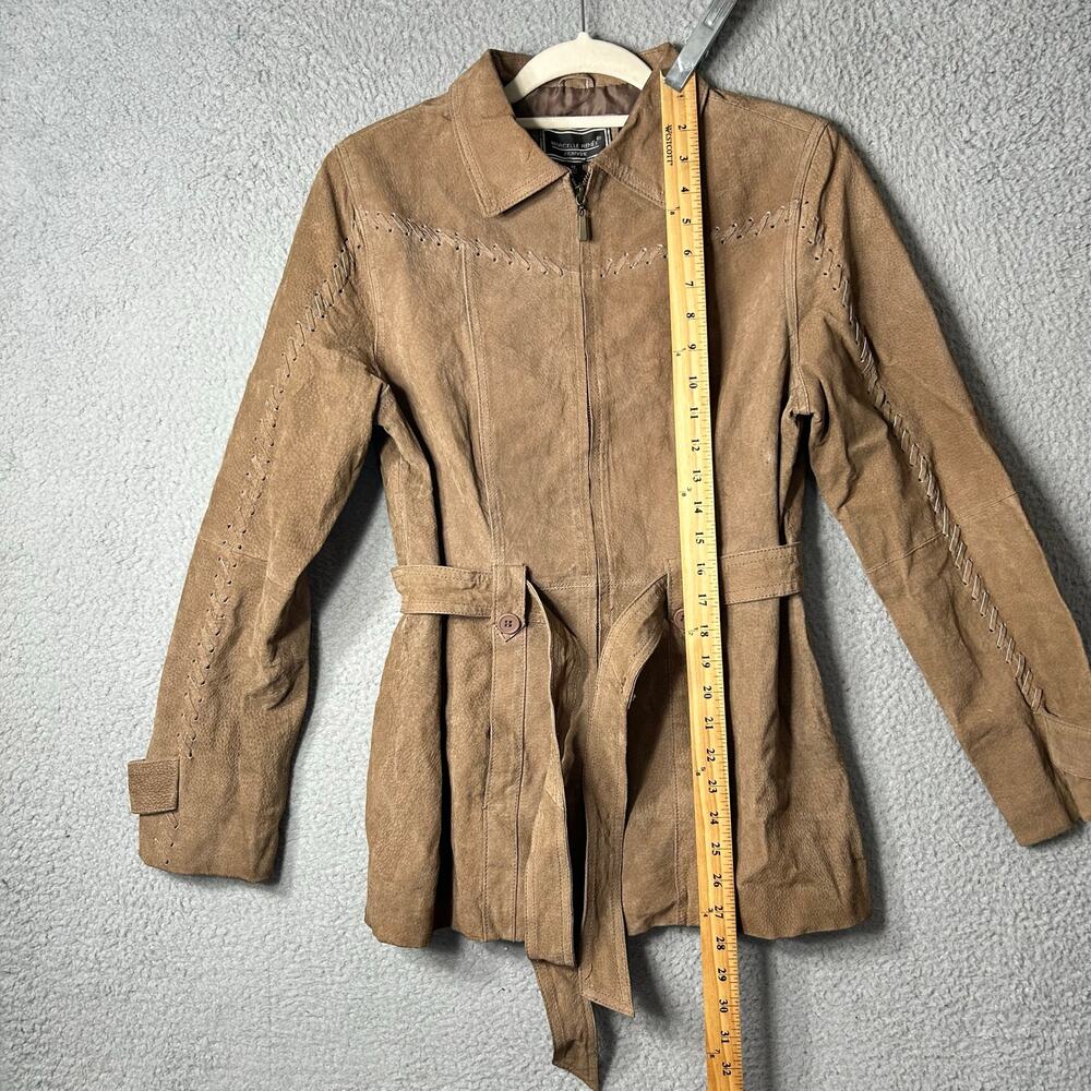 Marcelle Renee Leather‎ Suede Jacket Womens M Brown Long Sleeve Full Zip READ - Picture 11 of 16